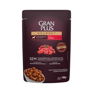 Ração Úmida GranPlus Gourmet Sachê para Cães Adultos Sabor Carne - 100g