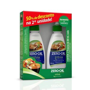 Adoçante Liquido Zero-Cal Stévia 80ml Caixa com 2 Unidades