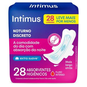 Absorvente Noturno Discreto Cobertura Suave com Abas Intimus 28x1