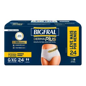 Roupa Íntima Bigfral Derma Plus Tamanho G/XG Pacote com 24 Unidades