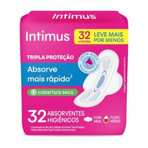 Absorvente Tripla Proteção Seca Com Abas Intimus 32x1 Leve Mais Pague Menos