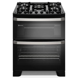 Fogão 5 Bocas Electrolux PerfectCook360 Preto 220V com 2 Fornos e Mesa de Vidro - FE5DP