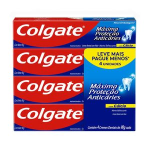 Creme Dental Colgate Máxima Proteção Anticáries 90g 4 unid com Desconto