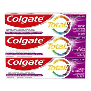 Creme Dental Colgate Total 12 Gengiva Reforçada 3 unid 90g Preço Especial