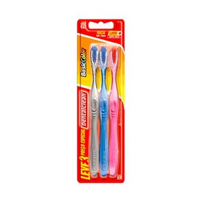 Escova Dental Basiccolor Macia Leve 3 Unidades Pague 2