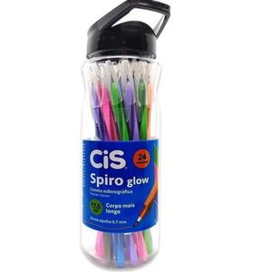 Caneta Cis Spiro Glow 0,7mm Esferográfica Cores Sortidas 24X1