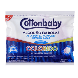 Algodão em Bolas Hidrófilo Colorido Cottonbaby Pacote 50g