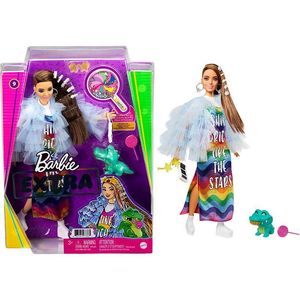 Barbie Extra Doll Casaco Azul Vestido Arco Iris Mattel Gyj78