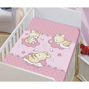 Cobertor Bebê Le Petit Ursinho Na Nuvem Rosa/CD Colibri