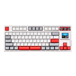 TECLADO GAMER MECANICO SKYLOONG GK87 PRO GREY WHITE RED, SWITCH SILVER, 3 MODOS, RGB, HOT SWAP, 4000MAH, BRANCO