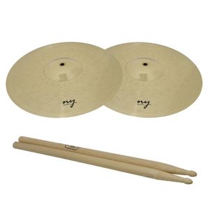 Par de Pratos Chimbal para Bateria 14" Liga de Latão + Baqueta 5A Hickory New York