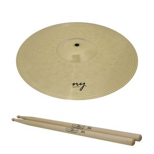 Prato Chimbal para Bateria 14" Liga de Latão + Baqueta 5A Maple New York