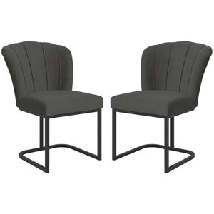 Kit 2 Cadeiras Poltrona Flor Pés Metal Preto Mesa Quarto Cozinha