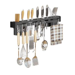 Suporte Organizador para Utensílios de Cozinha Lançamento com 8 Ganchos em Aço Inox Ideal para Talheres e Facas