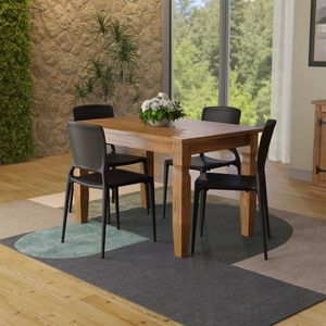 Conjunto Mesa Madeira Maciça Marin Brasil 4 Cadeiras Sofia Fechada Preta Tramontina