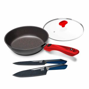 Panelas Ultra Day by Day 24cm com Tampa de Vidro Azul e Kit com 2 Facas Revestimento Ichef Blue Ichef