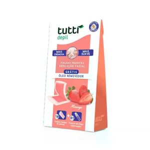 Folhas Prontas Depilação Facial Morango 18 Folhas Tutti
