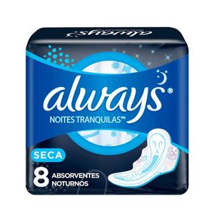 Absorvente Noites Tranquilas Seca 8 Unidades C/Abas Always