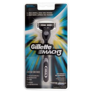 Aparelho Recarregável e Carga para Barbear Gillette Mach3