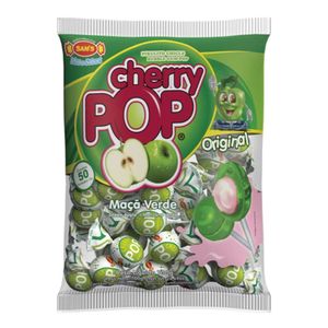 Pirulito Cherry Pop Maça Verde Pacote com 50 Unidades