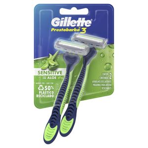 Aparelho Descartável para Barbear Gillette Prestobarba3 Sensitive 2 Unidades