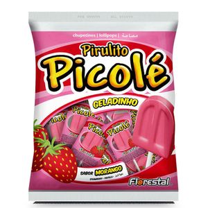 Pirulito Picole Morango Pacote com 50 Unidades