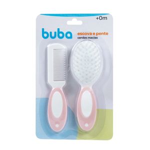 Kit Escova e Pente Rosa Buba Conjunto com 2 Unidades