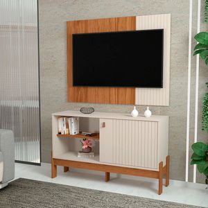 Rack com Painel Para TV 50 Polegadas Mobler Wood