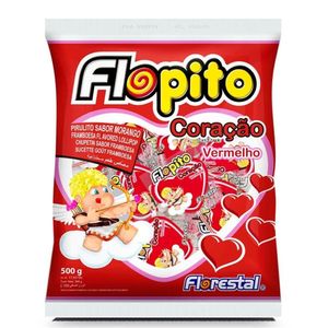 Pirulito Coração Vermelho Morango Pacote com 50 Unidades