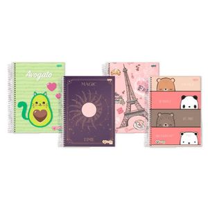 Caderno Capa Dura 20 Matérias 400 Folhas Magia Plus Feminino Sortido