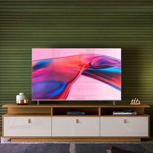 Rack Bancada Para Tv Até 75 Polegadas 3 Portas 207 Cm Marrom Off White - Lukaliam