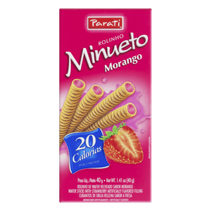 Rolinhos de Wafer Recheio Morango Minueto Caixa