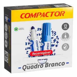 Pincel Marcador Quadro Branco Recarregável Azul 12x1