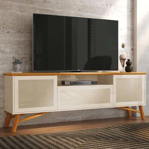 Rack para TV até 75 Polegadas Darin Off White Cedro - EDN Moveis