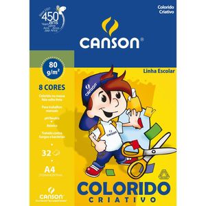 Bloco de Papel Criativo Colorido Canson A4 Pacote com 32 Folhas