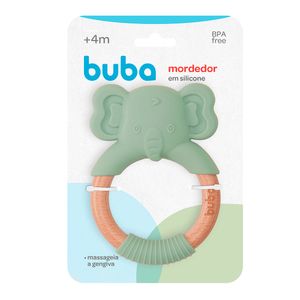 Brinquedo Buba Mordedor Silicone Elefante Verde