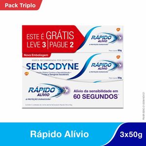 Creme Dental Sensodyne Rápido Alívio 50g Combo com 3 Unidades