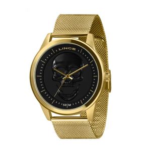 Relógio Analógico Lince Masculino Dourado MRG4726L P1KX Pulseira Mesh Dourado