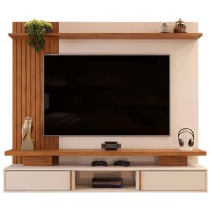 Painel para TV até 65" Leoni DJ Móveis Off White/Freijó