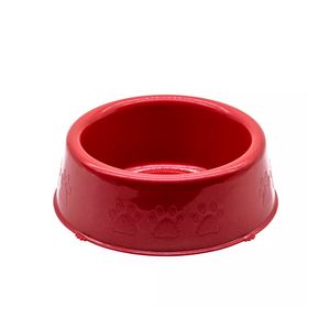 Comedouro De Plástico Pet Injet Patinhas Pequeno Vermelho 1100ml