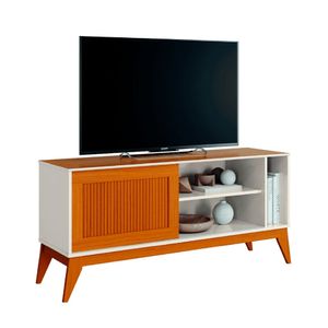 Rack Bancada Para TV Até 55 Polegadas White/Cedro