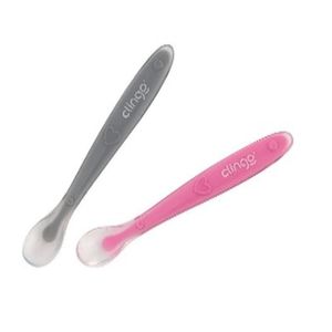 Kit Colher Clingo Silicone Rosa Combo com 2 Unidades