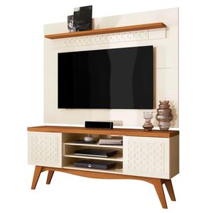 Painel com Rack para TV até 65'' Lis Frade Movelaria Off White/Coral