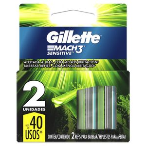 Carga de Aparelho para Barbear Gillette Mach3 Sensitive Combo com 2 Unidades