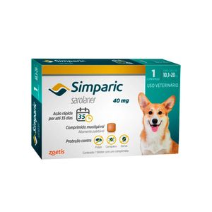 Antipulgas Simparic Zoetis 40mg com 1 Comprimido para Cães 10,1 a 20 kg