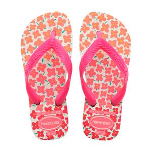 Sandália Havaianas Kids Flores Branco Rosa Flux 33/34