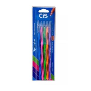 Caneta Esferográfica Cis Spiro Glow 0,7mm com 5x1