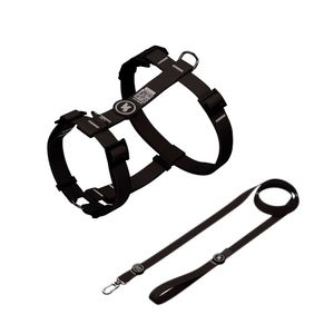Conjunto Peitoral H e Guia para Cachorro Multipatas Premium Classic G Preto