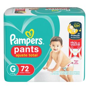 Fralda Descartável Infantil Pants Pampers Ajuste Total G Pacote 72 Unidades