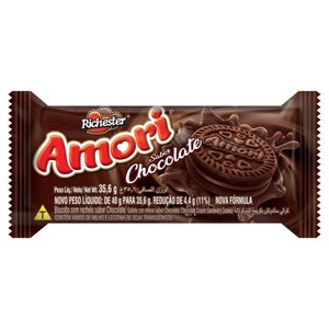 Biscoito Chocolate Recheio Chocolate Richester Amori 35,6g
